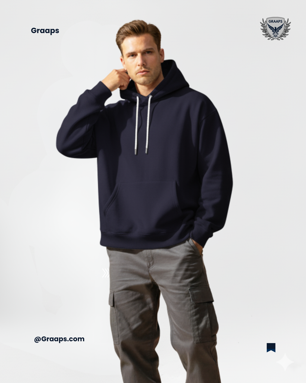 Navy Premium Loose Fit Hoodie – Minimal Streetwear Essential
