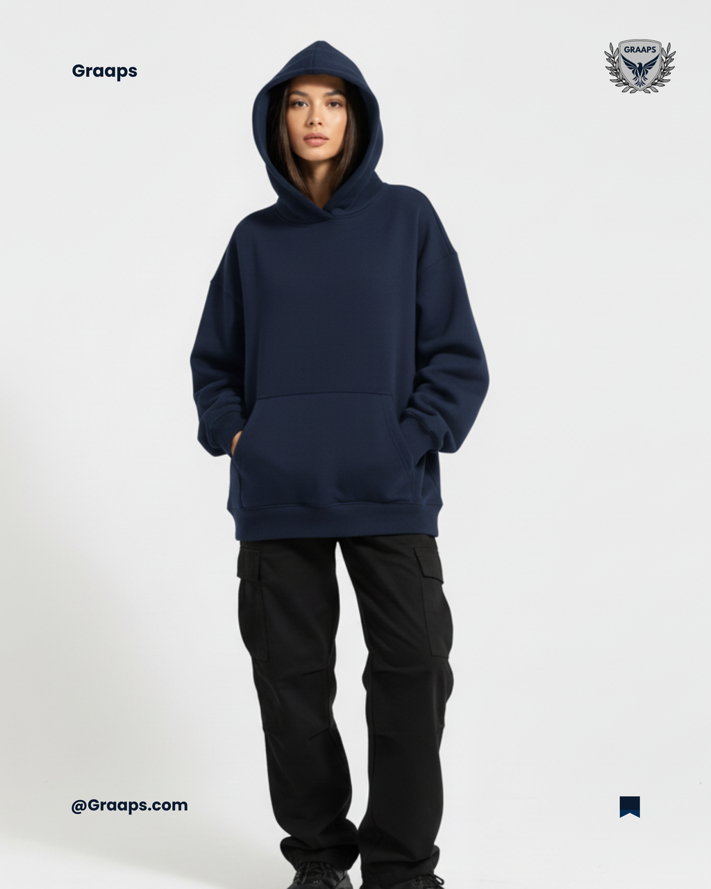 Navy Premium Loose Fit Hoodie – Minimal Streetwear Essential