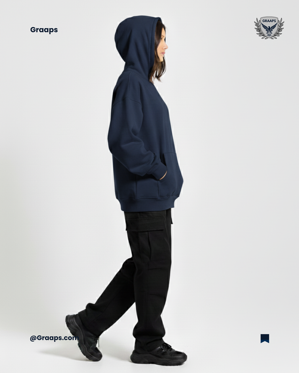 Navy Premium Loose Fit Hoodie – Minimal Streetwear Essential