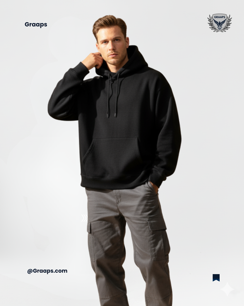 Black Premium Loose Fit Hoodie – Minimal Streetwear Essential